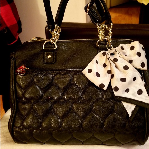 Betsey Johnson Handbags - New Betsy Johnson med size purse black &white bow